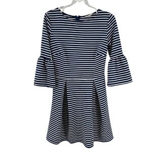 Altar’d State M navy white striped flare sleeve fit and flare flirty girly party
